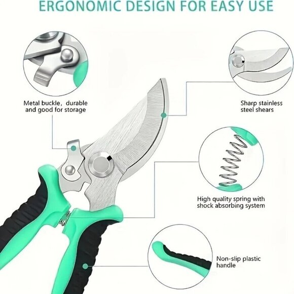 Durable Garden Pruning Shears With Stainless Steel Blades & Ergonomic Design For - Picture 3 of 5